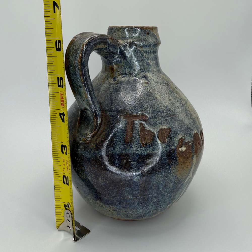 Signed Salt Glaze Stoneware Jug Highwayman McCall‎ The Grocery Rustic Vase 6.5" - Picture 7 of 8